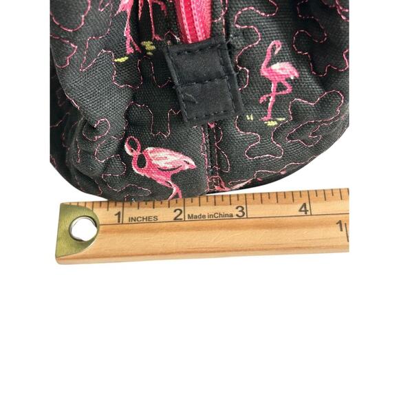 Donna Sharp Quilted Handbag Black Pink Flamingo All Over Print Tote Shoulder Bag - Picture 15 of 16